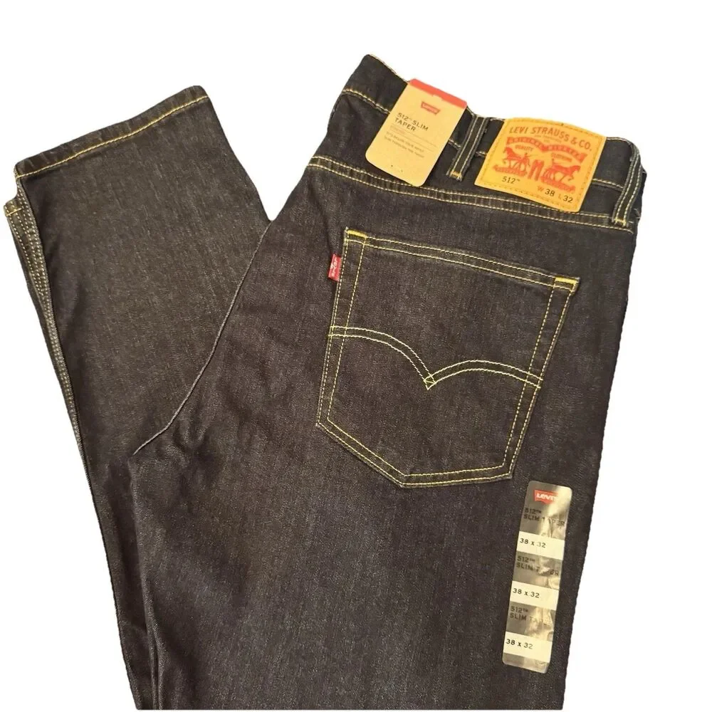 Levi’s 512 Men’s Slim Taper Jeans Dark Wash Stretch Denim 38x32 NWT